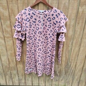 Simply Southern NWT Leopard Print Ruffled Sleeves Dress Womens Size M